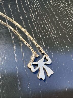 925 Silver Bow Pendant Necklace - Made in Italy